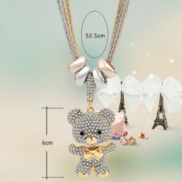 LongWay Gold Color Long Crystal Bear Pendant Necklace For Women 2017 New Design Necklace & Pendant Trendy Jewelry SNE140166