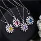 Lovely Flower CZ Stone And Green Crystal Necklace Earring Ring Set Fashion 925 Sterling Silver Jewelry For Women  T282