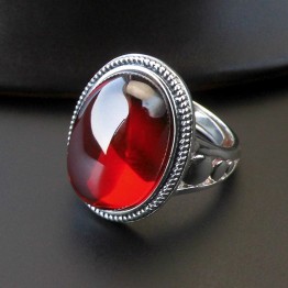 Luxury Garnet Ring 925 Silver Bague Femme Pure joyas de plata Red Stone S925 Sterling Silver Rings for Women Jewelry R157