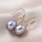 Luxury genuine 18k gold jewelry for women top quality yellow gold earrings big natural freshwater pearl drop earrings Lindo