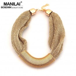 MANILAI Hot Sale Design Fashion Women Charm Choker Necklace Chunky Collar Rope Chain Statement Necklaces Wholesale gift 2017