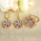 MECHOSEN Elegant Flower Drop Earrings Ring Set Luxury AAA Zirconia Women Bridal Wedding Jewelry Sets Rose Gold Color Brinco Anel