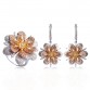 MECHOSEN Elegant Flower Drop Earrings Ring Set Luxury AAA Zirconia Women Bridal Wedding Jewelry Sets Rose Gold Color Brinco Anel