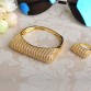 MECHOSEN Punk European Style Gold Color Big Bangle Ring Sets Cubic Zirconia Women Lady Pulseira Aneis Feminino Hand Jewelry Sets