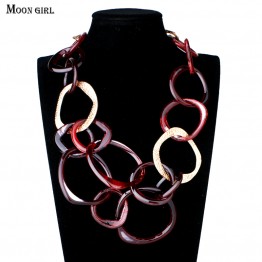 MOON GIRL 2017 New Design 2 Color Resin Chain Choker Maxi Necklace Charms Fashion Jewelry Statement Long Necklace for women 