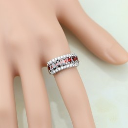 Magnificent Red Garnet White CZ 925 Sterling Silver Ring For Women Wedding/Engagement/Party/Gifts Ring