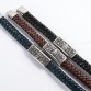 Men's Jewelry Vintage Weave Gothic Stainless Steel Leather Bracelet Magnetic Clasp Punk Men Bracelets Wholesale