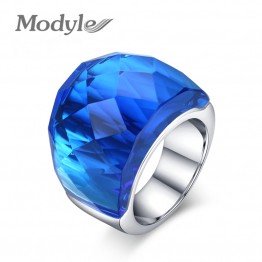 Modyle 2017 New Fashion Large Rings for Women Wedding Jewelry Big Crystal Stone Ring Stainless Steel Anillos