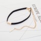 Modyle Fashion Black and Brown Velvet Choker Necklaces Jewelry For Women Gold-Color Statement Necklaces Collares Hot