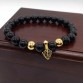 NAIQUBE 2017 New Fashion Design Pave CZ Anchor Charm Bracelets &8MM Stone Beads Men Bracelets Jewelry Gift For Men 