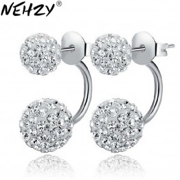 NEHZY Silver Crystal Shambhala female models wearing a two cute earrings fashion wild super flash jewelry vintage jewelry