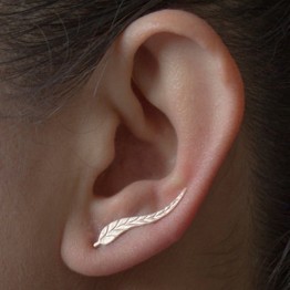 NEW Silver Gold Colour Ear Sweep Wrap Lady Ear Climber Leaf Design Ear Cuffs Stud Earrings For Women Fashion Jewelry Wholesale