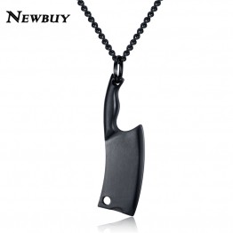 NEWBUY 2017 Fashion Men Knife Shape Pendant Necklace Stainless Steel Link Chain Vintage Design Statement Punk Jewelry 4 Colors