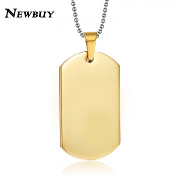 NEWBUY Hot Sale High Quality Stainless Steel Men Women Jewelry Classic Design Black And Gold Color Square Shape Pendant Necklace