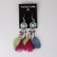 Native American Women Jewelry 2 Colors Feather Pendant Hook Dangle Earrings Boho Tibetan  Beads Ear Jewelry