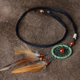Native American ethnic Necklace For Women Vintage Feather Necklaces Suspensions Necklace&Pedants Jewelry New Arrival
