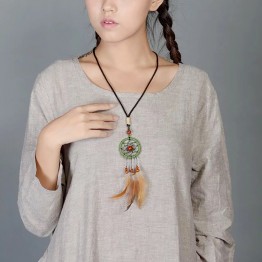 Native American ethnic Necklace For Women Vintage Feather Necklaces Suspensions Necklace&Pedants Jewelry New Arrival