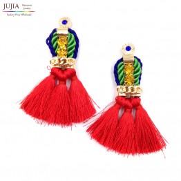 New 2017  hot sell Trend fashion red rope tassel earring vintage design party girl statement Earrings for women jewelry
