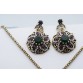New Brand Unique Jewelry Sets India Women's Necklace Vintage Flowers Earrings Resin Stones Rings  wholesale / retail  YUN0509