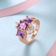 New Design and Charm 18 K Rose Gold Square Purple CZ Bulgaria Ring For Women Bridal New Wedding Engagement Jewelry Bijoux