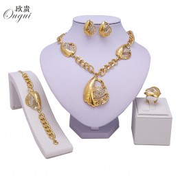New Exquisite Dubai Jewelry Set Luxury  Gold-color  Big Nigerian Wedding African Beads Jewelry Set Costume Design