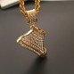New Iced Out Fashion Necklace Yellow Gold Filled Clear Rhinestone Shoe Pendant Necklace Men Bling Hip Hop Jewelry 29.5"