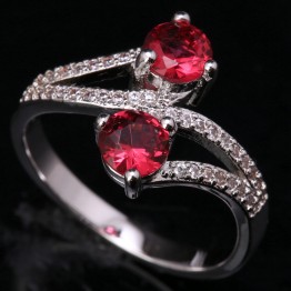 Noblest Round Rosarot Puchsia Red Gems Garnet 925 Sterling Silver Trendy Women's Jewelry Rings US# Size 6 7 8 9 S1540