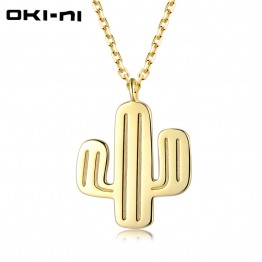 OKI-NI 2017 Brand Design 925 Sterling Silver Gold-Color Necklaces Cactus Shape Pendants Jewelry Gift For women XLYJM-68