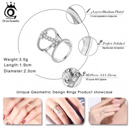 ORSA JEWELS 2017 Fashion Rose Gold/Silver Color Unique Geometric Design Rings Paved 43 Pieces AAA Zircon for Women OR149