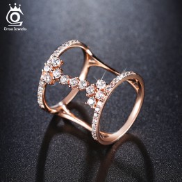 ORSA JEWELS 2017 Fashion Rose Gold/Silver Color Unique Geometric Design Rings Paved 43 Pieces AAA Zircon for Women OR149