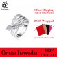 ORSA JEWELS 2017 Luxury Women Silver Color Ring with 48 Pieces AAA Cubic Zirconia Unique Cross Design Ring For Women OR82