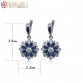 Occident 925 Sterling Silver Jewelry Set For Women Flower Blue Zircon Earrings/Pendant/Necklace Chain/Ring TZ113