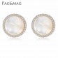 PAG&MAG Brand Hight Quality Elegant And Charming White Transparent Shell Stud Earrings For Women Girls Piercing Jewelry