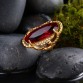 Real 925 Silver Jewelry Retro Rings Men Engraved Black Expensive Red Garnet Natural Stone Jewelery