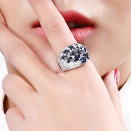 Ring in 5 Colors Cubic Zirconia of Blue Green Champagne Clear And Siam CZ stones Jewelry colorful Fashion Rings