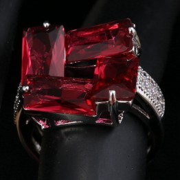 Rosarot Puchsia Red Garnet 925 Sterling Silver Overlay Women's Fashion Jewelry Rings Size 6 7 8 9 S1678