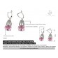 SHUNXUNZE Silver Plated Jewelry Set(ring/earring/pendant) With Pink Cubic Zirconia For Women R--534set sz6 7 8 9 