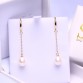SNH 100% real natural pearl long dangle earring 925 sterling silver 18k gold plated earring dangling earring gold pearl jewelry 