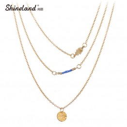 Shineland 2017 New Design Multiwall Set Punk Boho Hamsa Fatima Hand Evil Of Eye Blue Stone Bead Clavicle Chain Necklace Gift