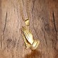 Stainless Steel Praying Hands Big Pendants Jewelry Gifts Hand Necklaces Men Women Hip Hop Prayer Jesus Chains