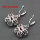 Stereoscopic Flower Red Garnet 925 Sterling Silver Women 2017 New Arrival Jewelry Set Ring Size 6/7/8/9/10 Free Gift Box TZ227