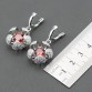 Stereoscopic Flower Red Garnet 925 Sterling Silver Women 2017 New Arrival Jewelry Set Ring Size 6/7/8/9/10 Free Gift Box TZ227