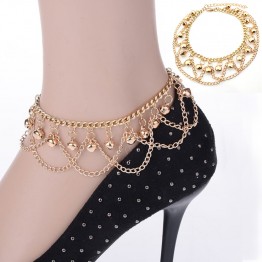Summer Style Golden Chain Wave Bells Design Anklets For Women Ankle Bracelet Foot Jewelry Barefoot Beach Anklets