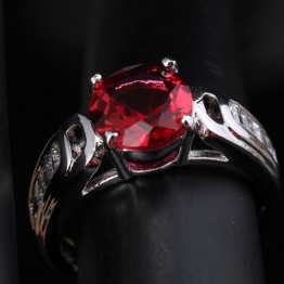 Superb Rosarot Puchsia Red Gems Garnet 925 Sterling Silver Women's Party Jewelry Solitaire Rings US# Size 6 7 8 9 S1802
