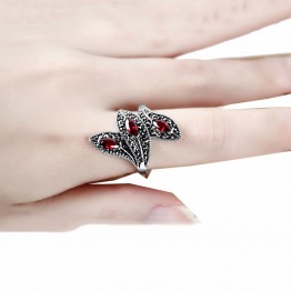 Synthetic Garnet Ring 925 Sterling Silver anillos Red Stone Punk Trendy Wedding S925 Thai Silver Rings for Women Jewelry