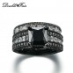 Top Quality Square Cut Black Nano & Clear Crystal Rings Sets Cubic Zirconia Black Gold Color Fashion Brand Women Jewelry DFR627