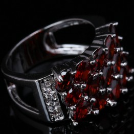 Trendy Marquise Oxblood Red Garnet 925 Sterling Silver Women's Fashion Jewelry High Quality US# Rings Size 6 7 8 9 S1544