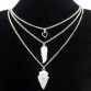 Tribal Triple Chain Native American Heart Leaf Feather Eagle Arrow Zuni Collar Necklace Jewelry 2017 New