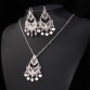 U7 Tassels Moon Drop Earrings And Maxi Necklace Sets Gold/Silver Color Vintage Indian Costume Ethnic Jewelry Set For Women S624
