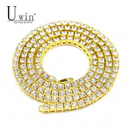 UWIN Mens Hip hop Necklace Iced Out 1 Row Rhinestone Choker Bling Crystal Tennis Chain Necklace 18inch-30inch Drop shipping